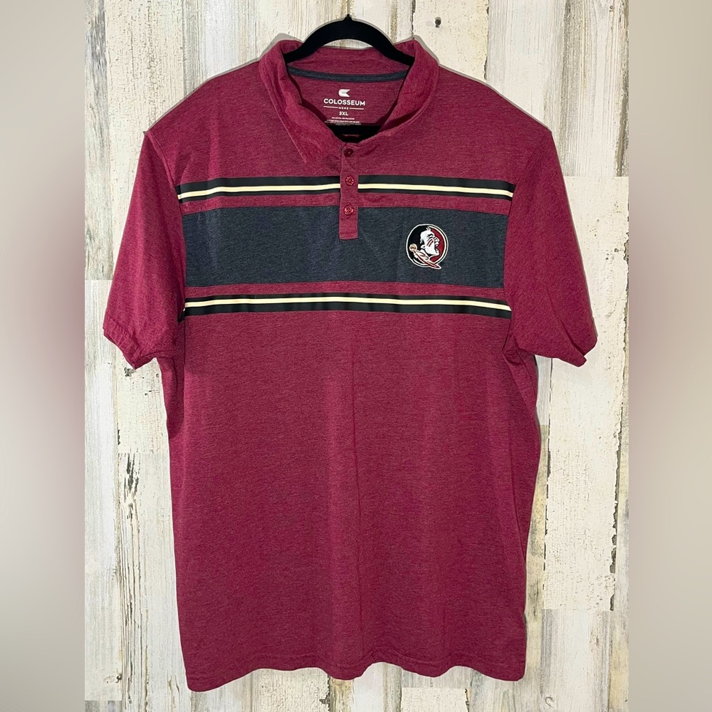 Colosseum Maroon and Gray Polo Shirt